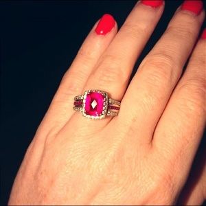 Vintage Sterling Silver Statement Ruby Ring